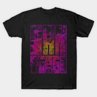 Santiago, Chile City Map Typography - Neon T-Shirt